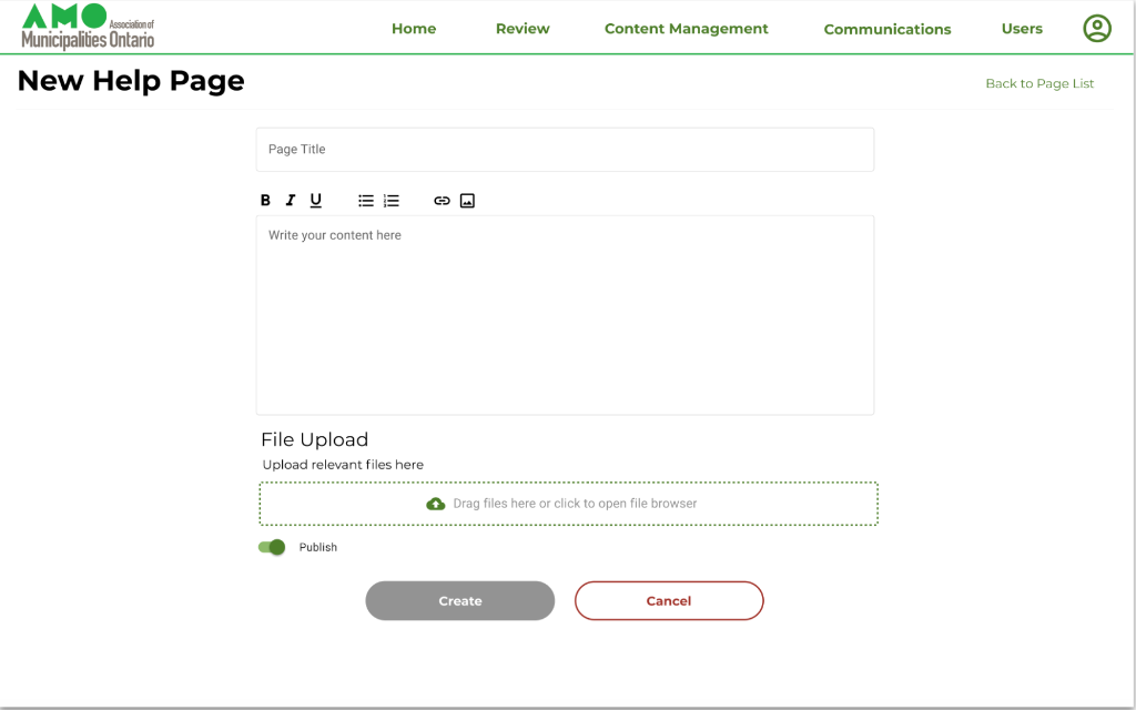 Content Management - Help Pages