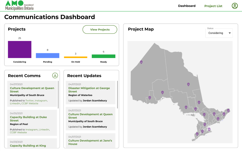 Communications portal interface example