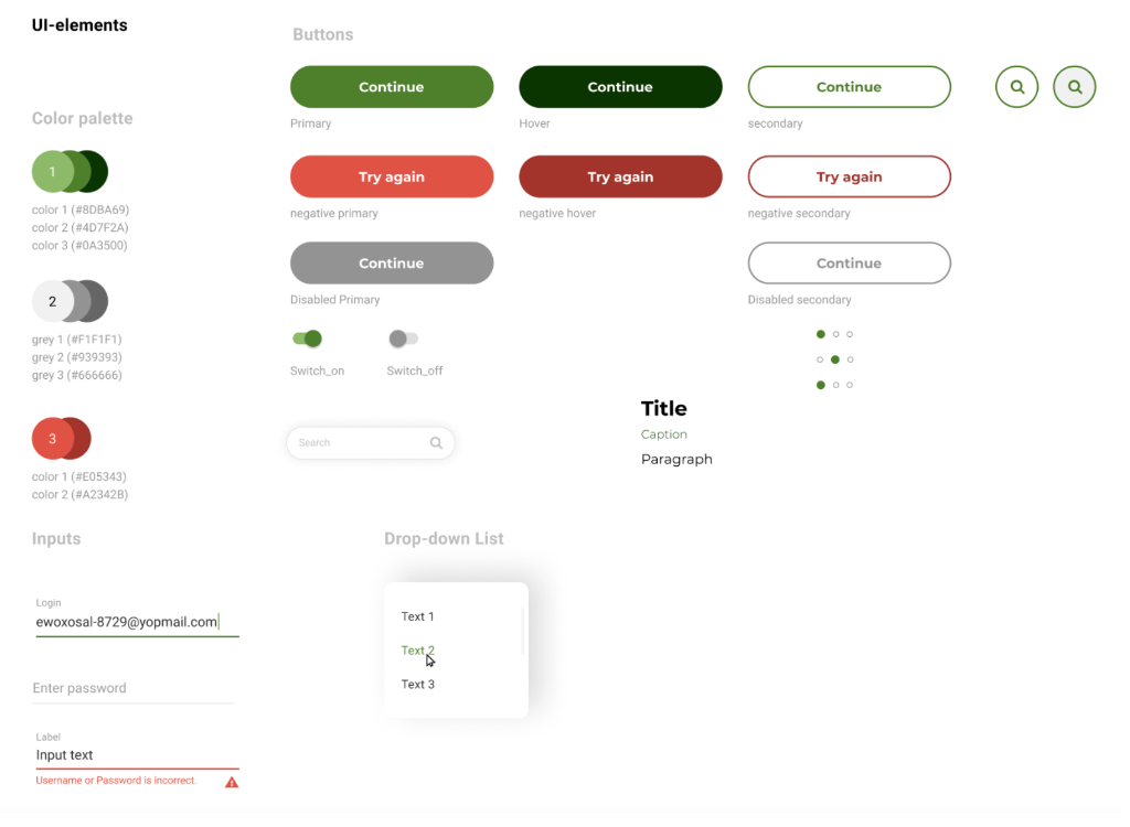 Style guide or component library excerpt