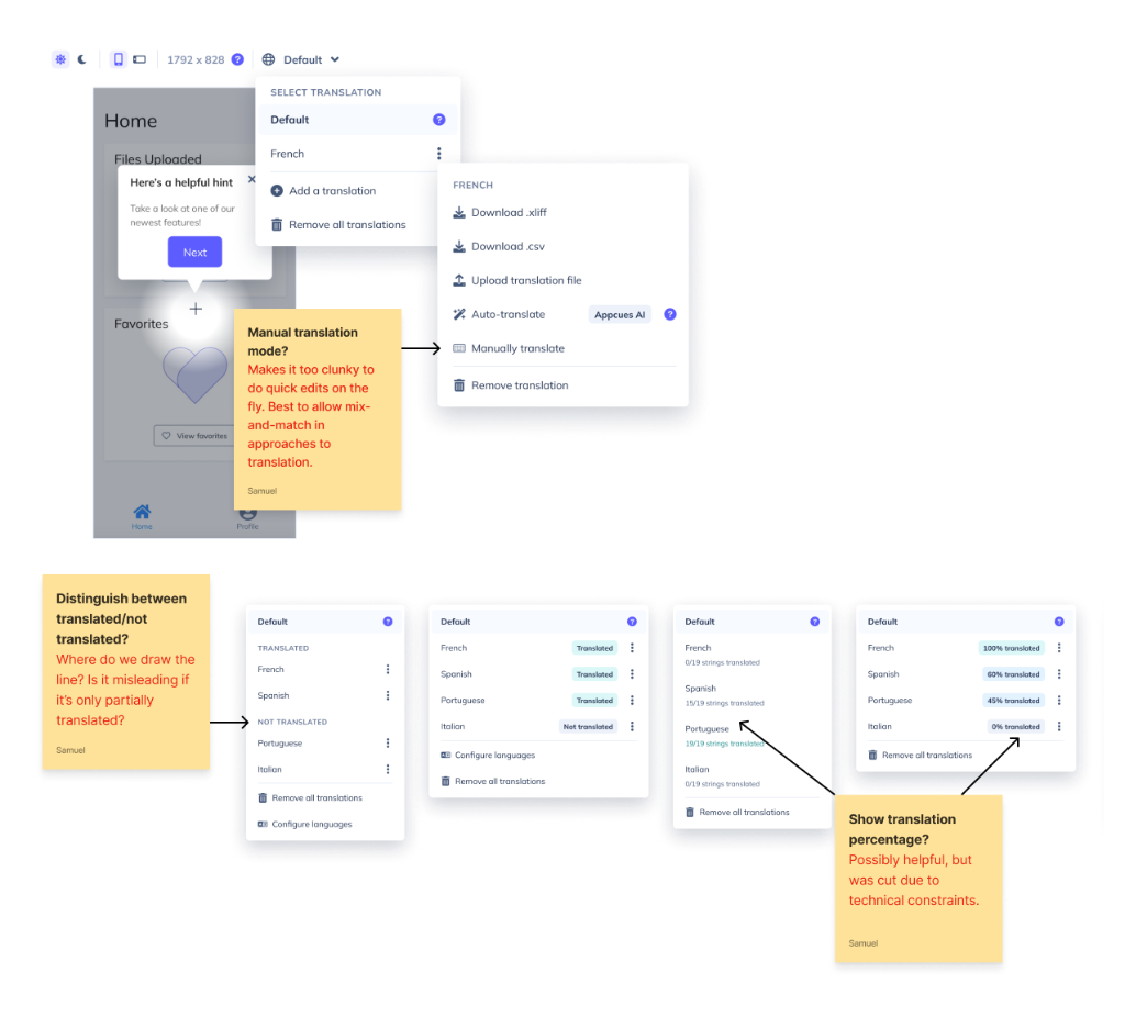 Final translation editor interface