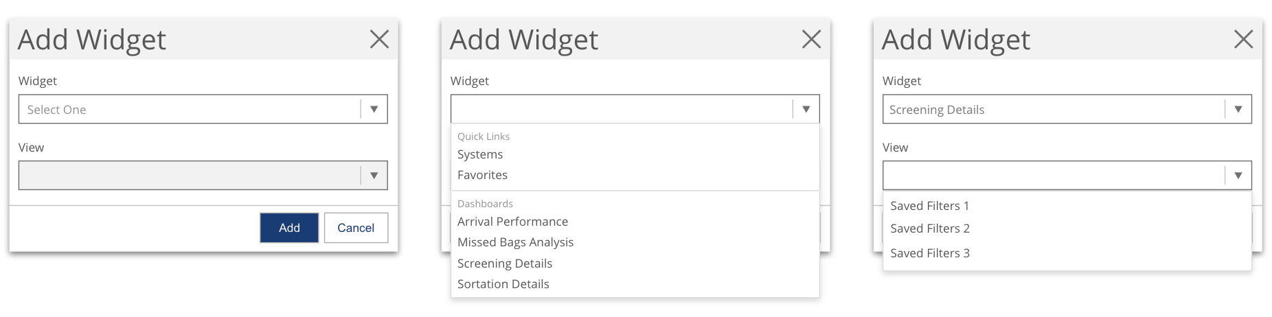 Add widget modal